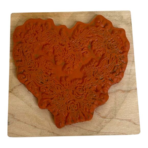 Vintage Rubber Stamp PSX G-553 Heart Shaped Wreath of Vines and Roses 1993 - Picture 2 of 5